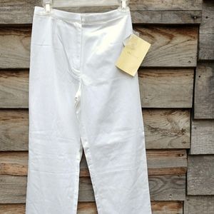 NWT Dialogue QVC Style Dress Pants Ivory Almost White Teflon Fabric Zip Front
